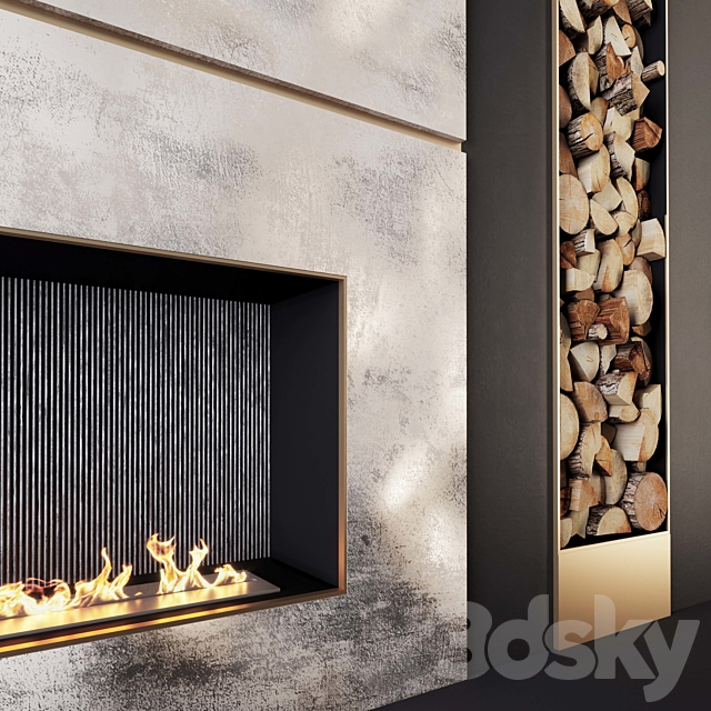 Fireplace and firewood 1 3d