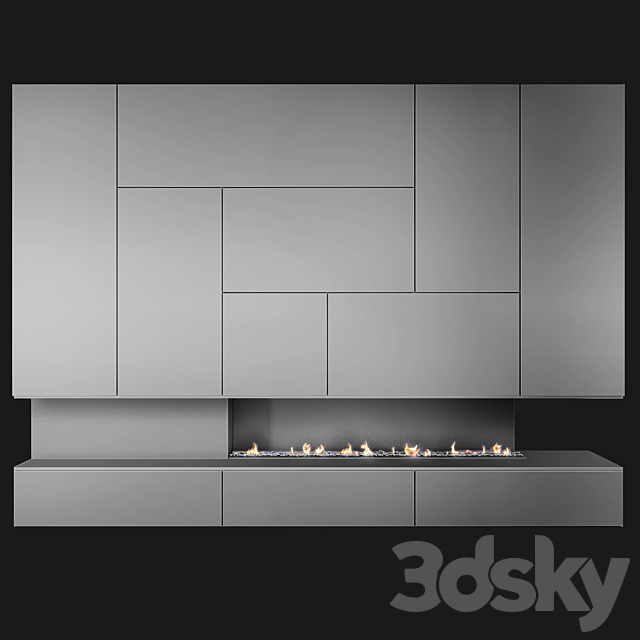 Fireplace and firewood 6 3d