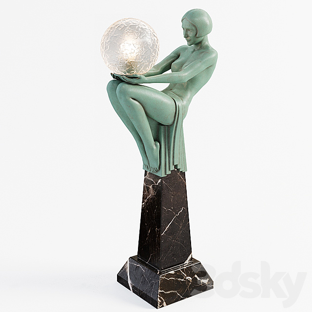 Art Deco Lamp of a Figural-Female 3DSMax File - thumbnail 1