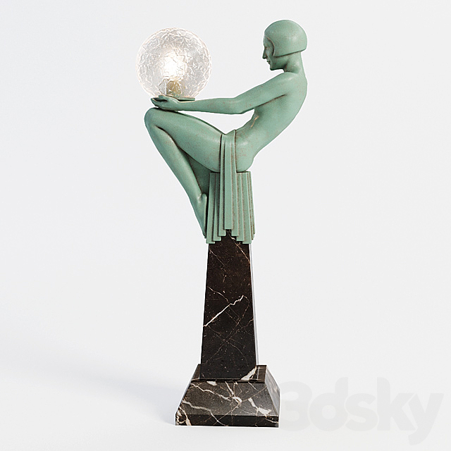 Art Deco Lamp of a Figural-Female 3DSMax File - thumbnail 2