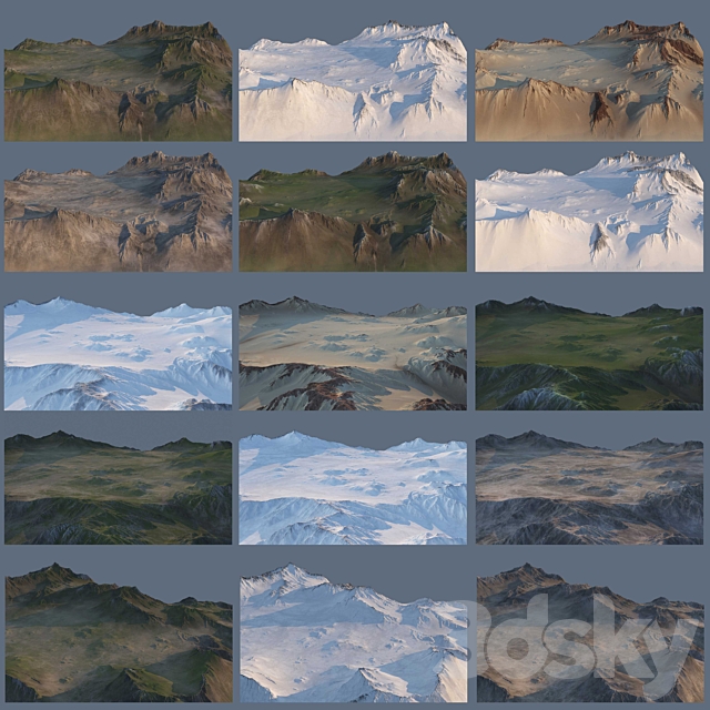 Valley and mountains 3d