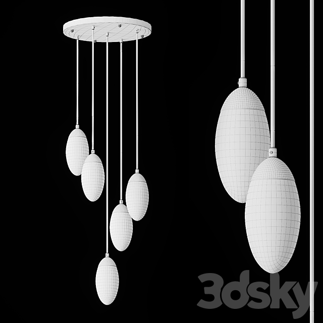 Glass pendant light combination FIERA 5 3d