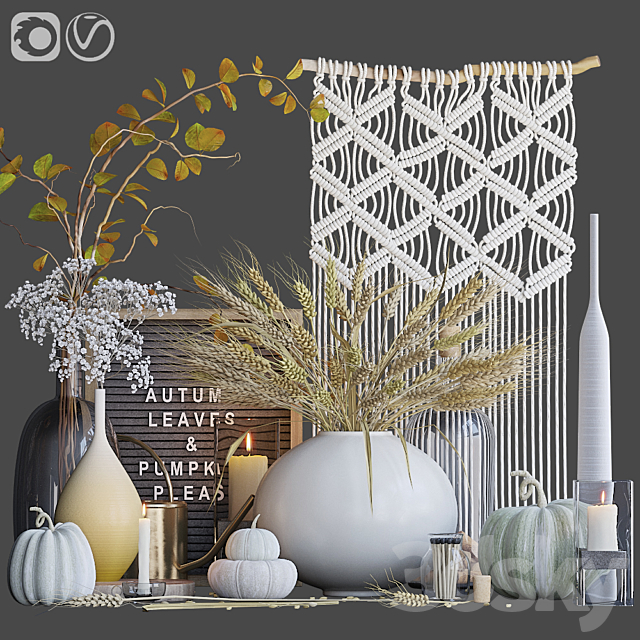 Autumn decorative set with wheat 3DSMax File - thumbnail 1