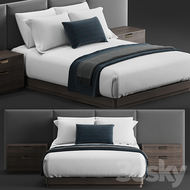 Bed for hotel guest room 3DSMax File - thumbnail 1