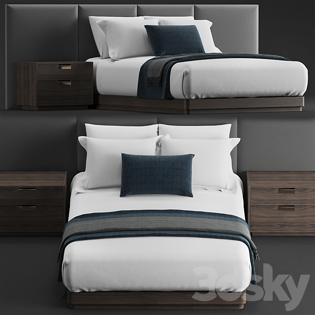 Bed for hotel guest room 3DSMax File - thumbnail 2