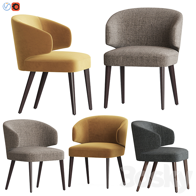 Modrest Carlton Gray Fabric Dining Chair 3DSMax File - thumbnail 1