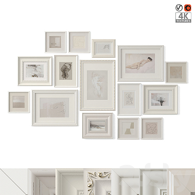 Paintings in classical frames 3DSMax File - thumbnail 1
