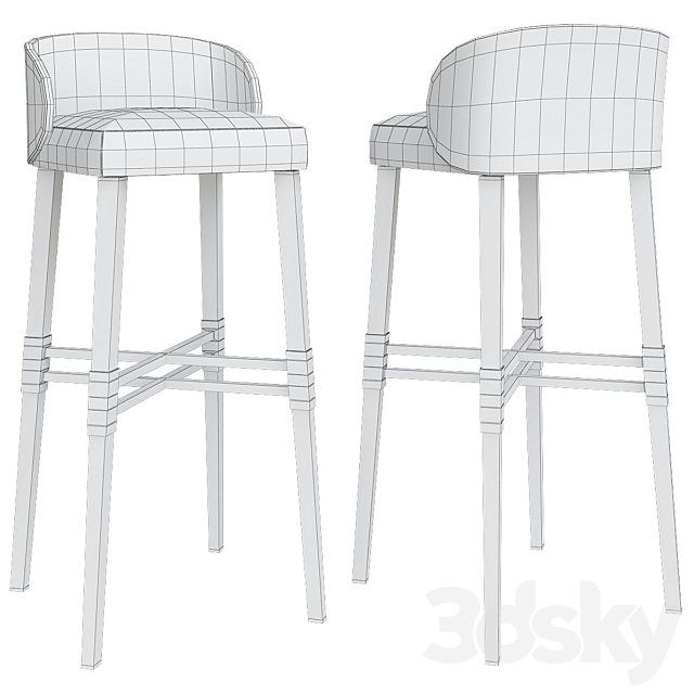 Bar Stool – Minotti 3DS Max Model - thumbnail 2