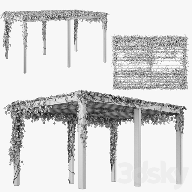 Pergola with Ivy v2 3d