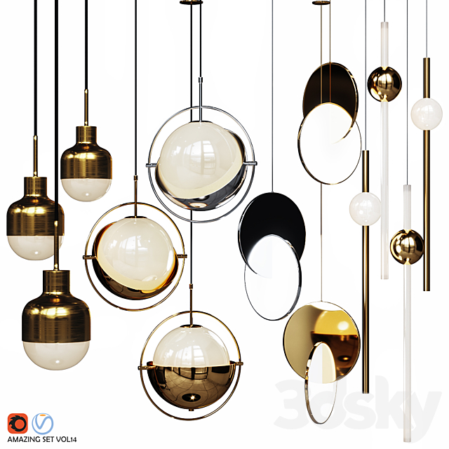 Four Pendant Lights amazing set vol. 14 3d