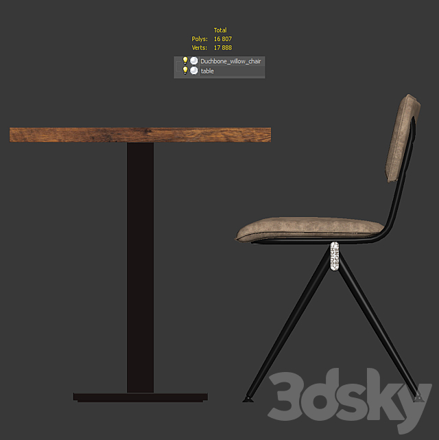 Duchbone Willow Chair and Table 3DSMax File - thumbnail 3