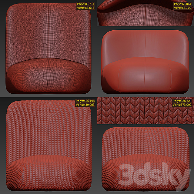 Miniforms BOTERA Upholstered fabric armchair 3DSMax File - thumbnail 3
