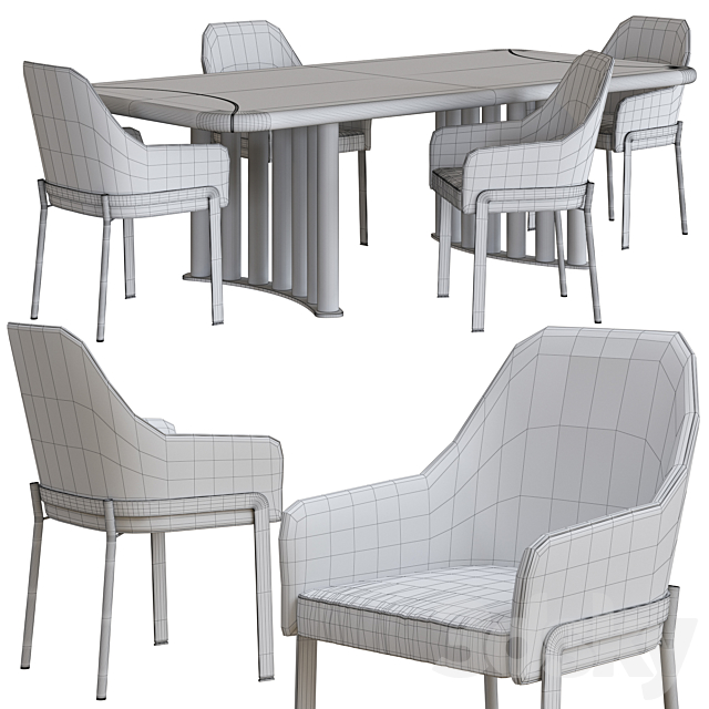 Opera Contemporary Oliver Table and Stacy Armchair Dining Set 3DSMax File - thumbnail 2