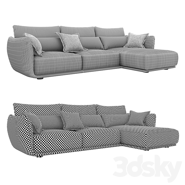 Cierre Clift sectional Sofa long chair left arm 3DSMax File - thumbnail 3