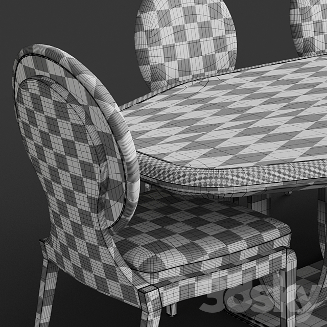 Francesco Molon F545 Dining Table with S545 Dining Chair 3DSMax File - thumbnail 3