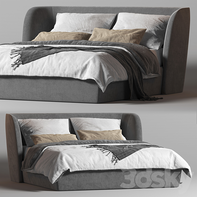Rolf Benz 1400 Tondo Fabric Double Bed 3DSMax File - thumbnail 1
