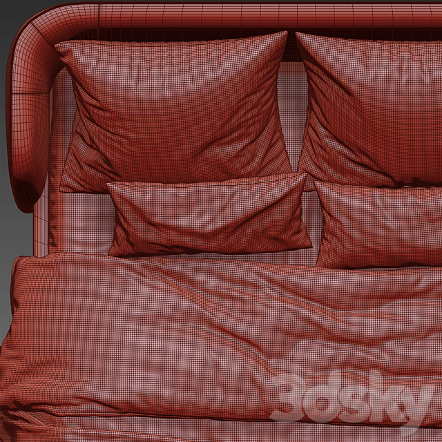 Rolf Benz 1400 Tondo Fabric Double Bed 3DSMax File - thumbnail 3