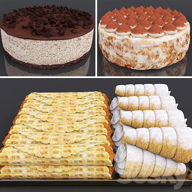 Cake bar (Espresso cheesecake & Tiramisu cake) 3d