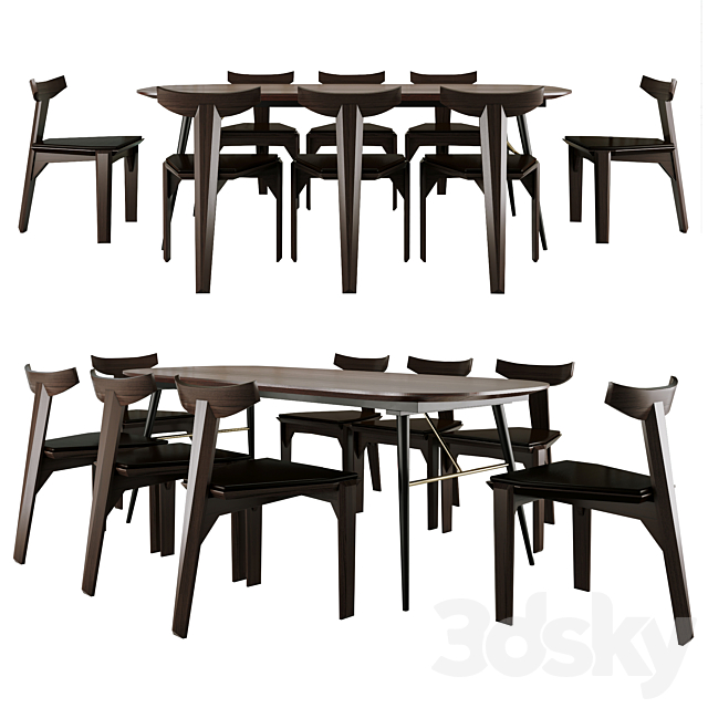 Verona dining table and Samurai chair 3DSMax File - thumbnail 1