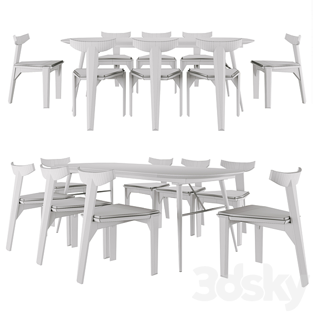 Verona dining table and Samurai chair 3DSMax File - thumbnail 2
