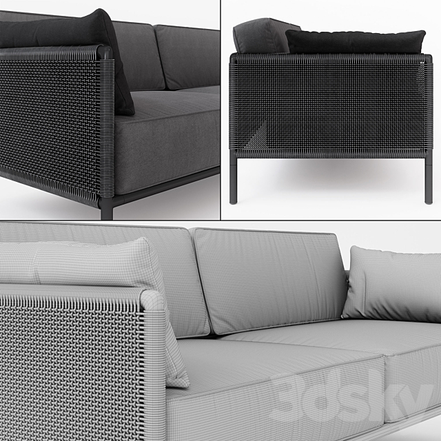 Encore Modern Garden 3 Seater Lounge Sofa 3DSMax File - thumbnail 3