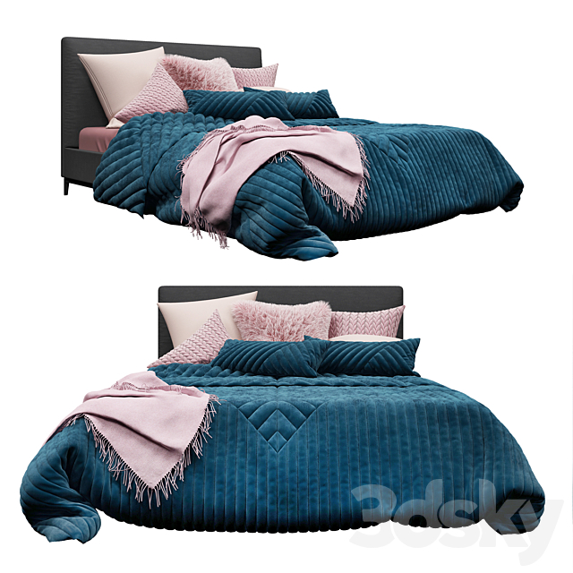 Minotti Andersen bed and Adairs bedding 3DSMax File - thumbnail 1