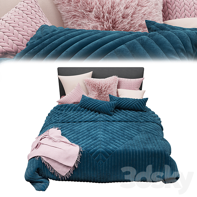 Minotti Andersen bed and Adairs bedding 3DSMax File - thumbnail 2