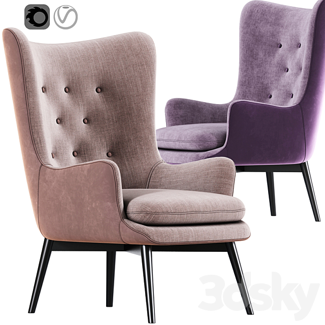 Aarmo Wing Chair Armchair 02 3DSMax File - thumbnail 1