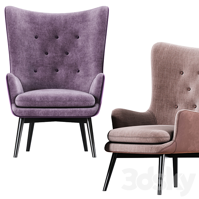 Aarmo Wing Chair Armchair 02 3DSMax File - thumbnail 2