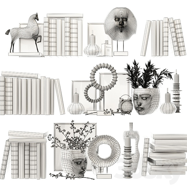 Decorative set for filling shelves 4 3d