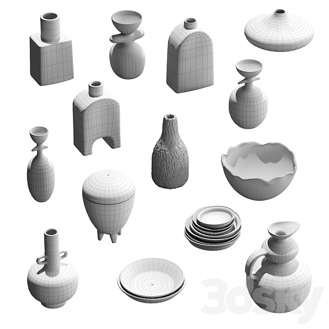 Pottery set v2 3d