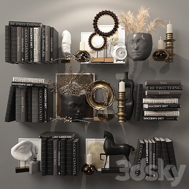 Decorative shelf filling set 6 3d