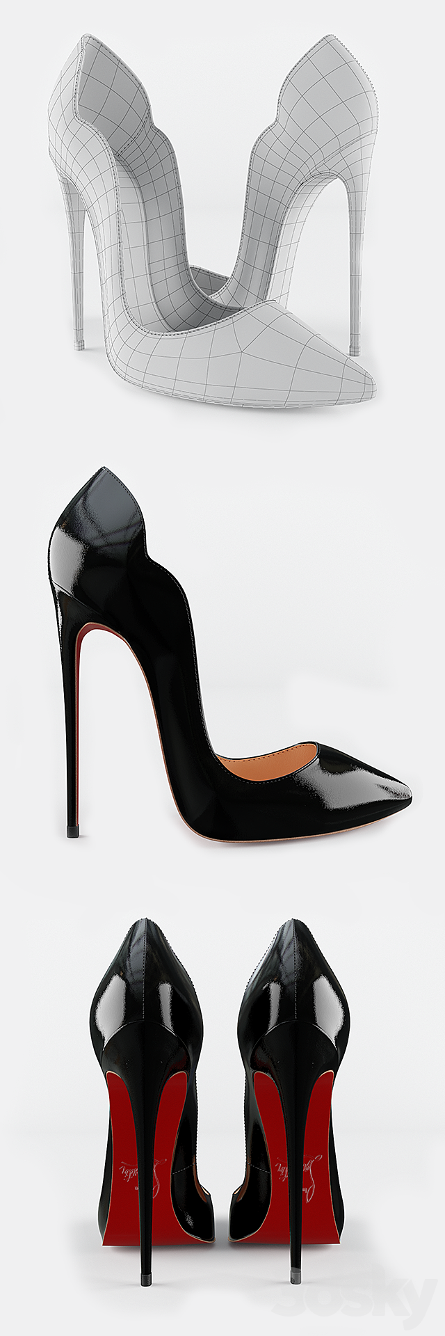 Christian Louboutin Hot Chick 130mm Pumps 3DS Max Model - thumbnail 3