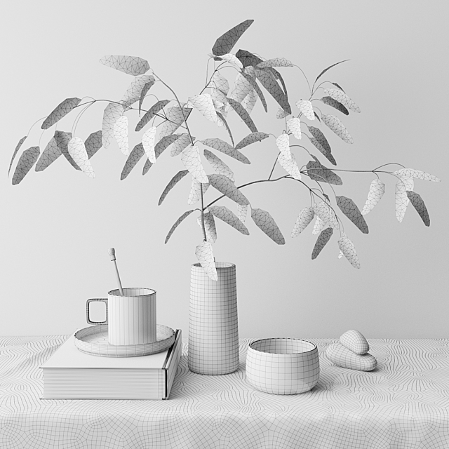 decorative set with eucalyptus branch 3DSMax File - thumbnail 2