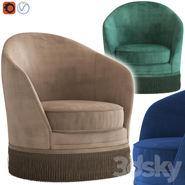 Globewest Kennedy Fringed Armchair 3DSMax File - thumbnail 1