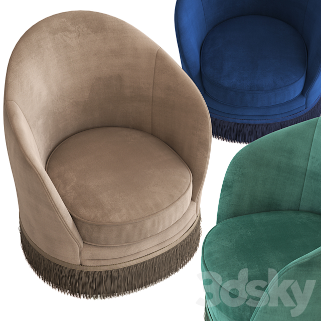 Globewest Kennedy Fringed Armchair 3DSMax File - thumbnail 2