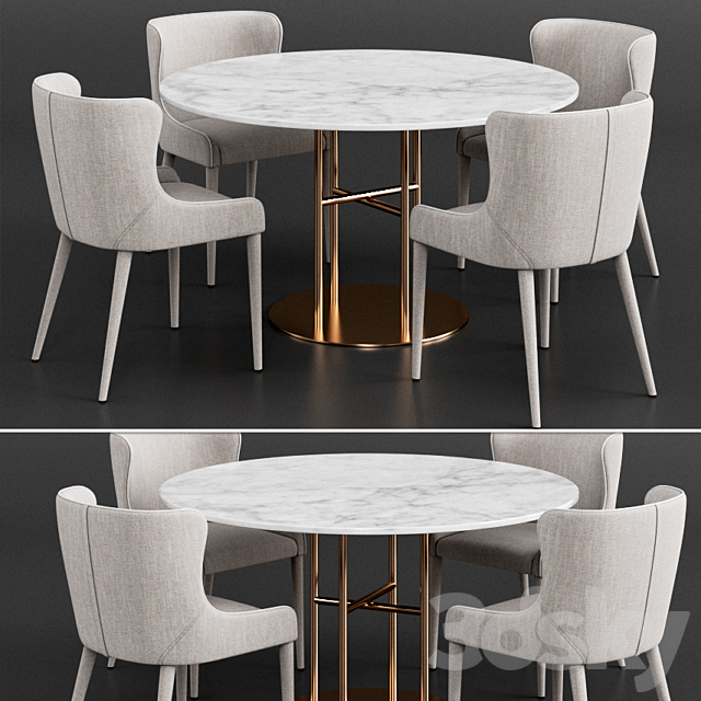 Coco Republic Markson Dining Chair & Flex Dining Table 3DSMax File - thumbnail 1