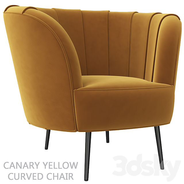 Canary yellow curved chair 3DSMax File - thumbnail 1