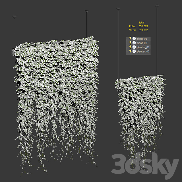 Plants in Hanging Planters v2. 2 models 3DSMax File - thumbnail 3