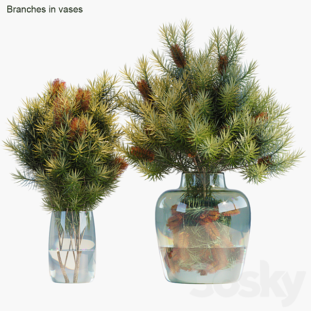 Branches in vases 30: Red Candle 3DSMax File - thumbnail 1