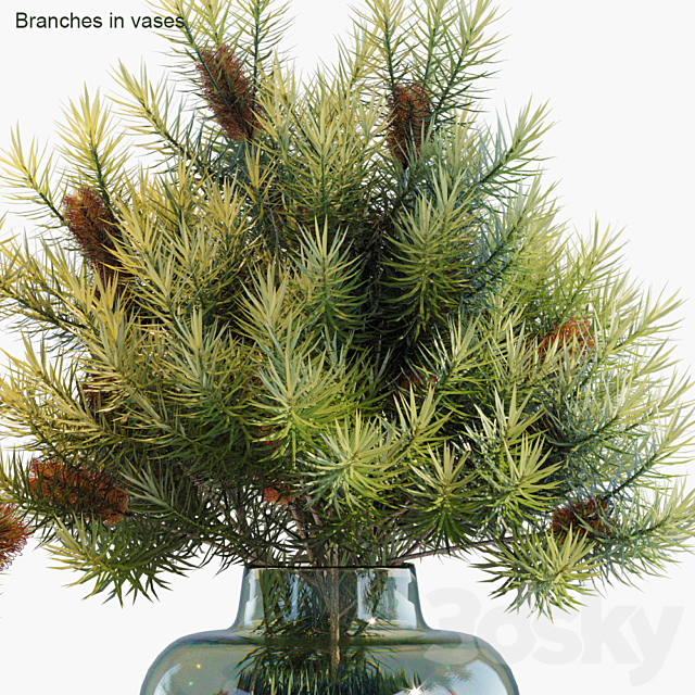 Branches in vases 30: Red Candle 3DSMax File - thumbnail 2