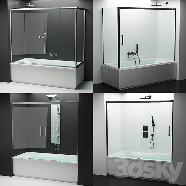 Set of shower cabins Radaway 9 + appliances 3DSMax File - thumbnail 1