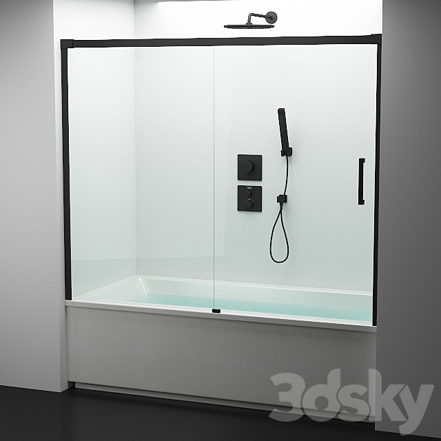 Set of shower cabins Radaway 9 + appliances 3DSMax File - thumbnail 3