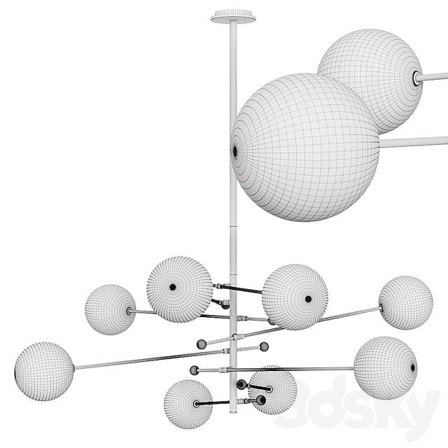 [3DSKY] Restoration Hardware Glass Globe Mobile 8ARM CHANDELIER 79