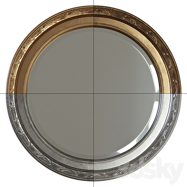 Round mirror in a frame 3d