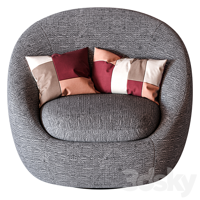 West Elm Cozy Swivel Chair 3DSMax File - thumbnail 2