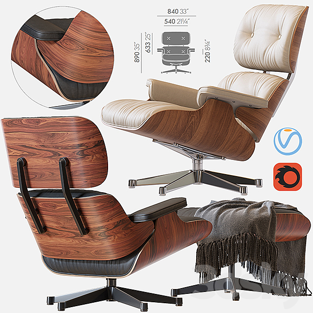 Eames Lounge Chair 3DSMax File - thumbnail 3
