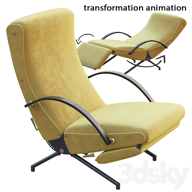 AVE TECNO P40 Lounge Chair by Borsani 1950 3DSMax File - thumbnail 1