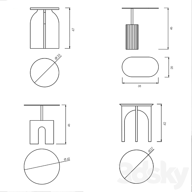 Side tables by Aparentment 3d