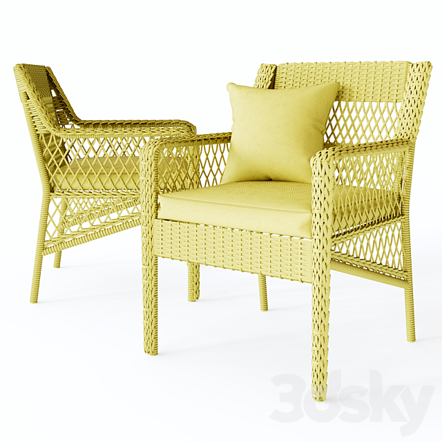 Benedetto Patio Dining Chair with Cushion 3DSMax File - thumbnail 3